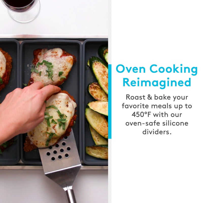 Prepd Cheat Sheets - Original Silicone Sheet Pan Dividers For Cooking & Meal Prep - Non Stick Silicone Tray Baking Set, Oven Safe & Freezer-Friendly - 4 Cheat Sheets Baking Trays - Image 4
